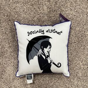 Wednesday Socially Distant Pillow with Black and White Design